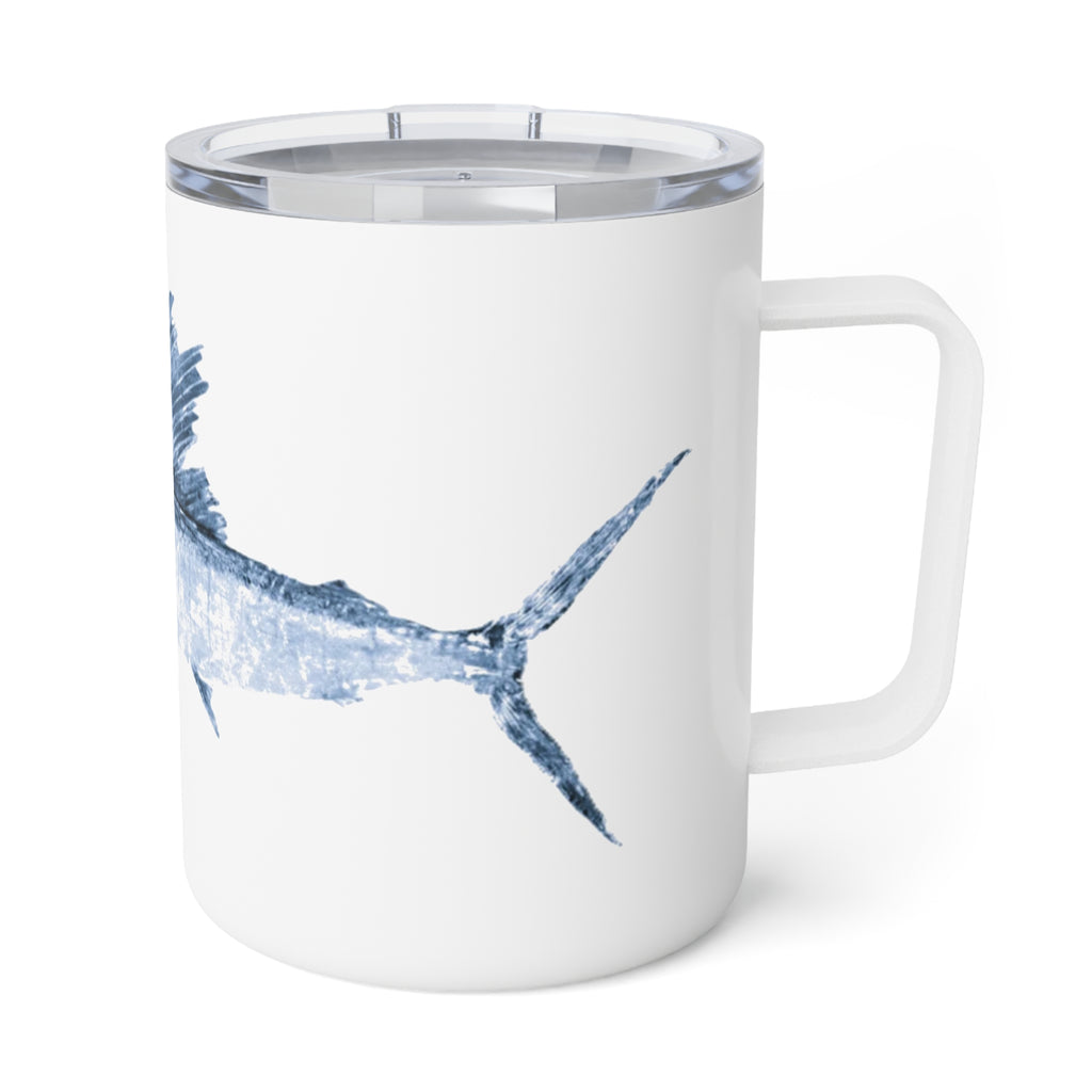 Sailfish Gyotaku-Inspired 10oz Insulated Coffee Mug
