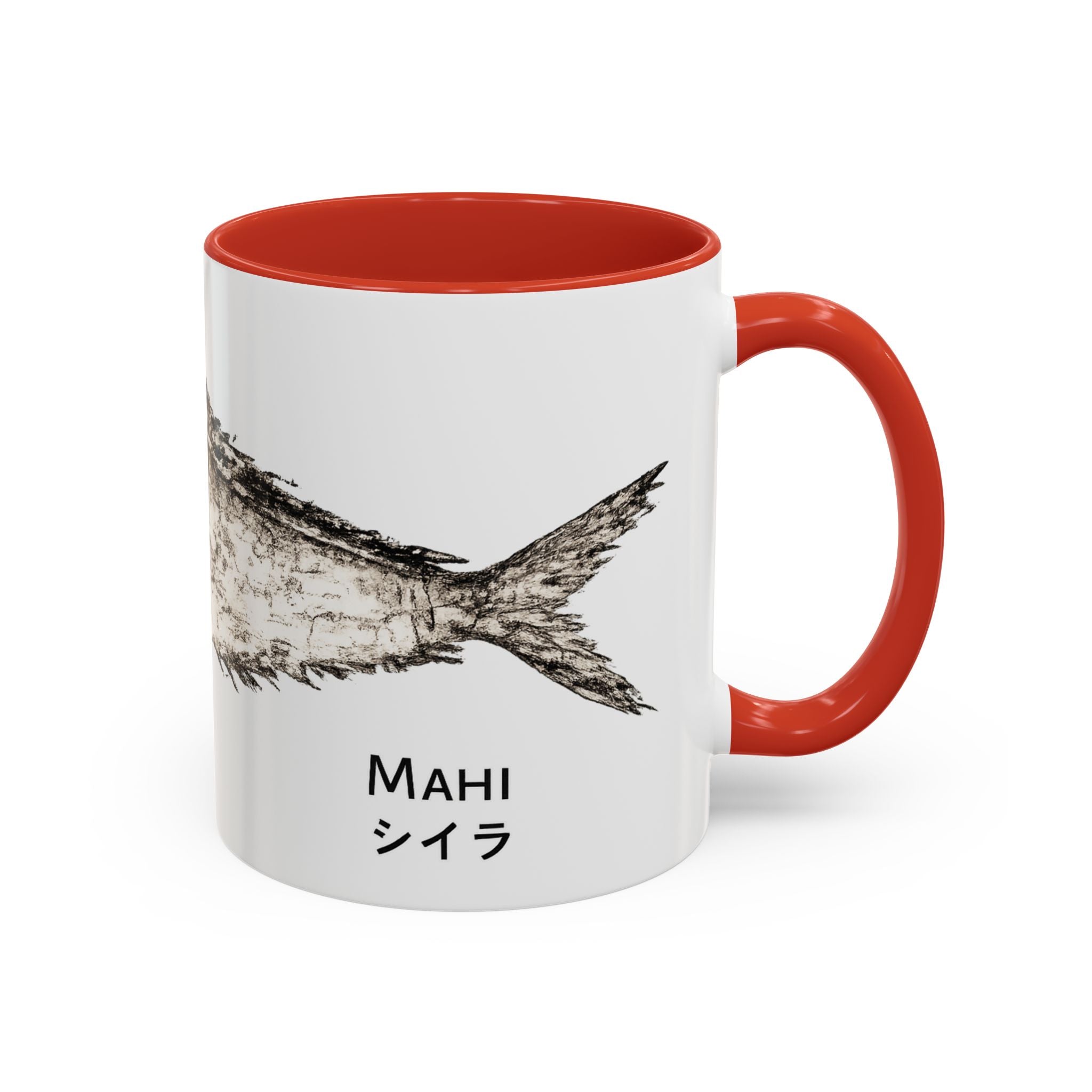 Mahi Gyotaku-Inspired Coffee Mug — Vintage Fishing Art Ceramic Mug