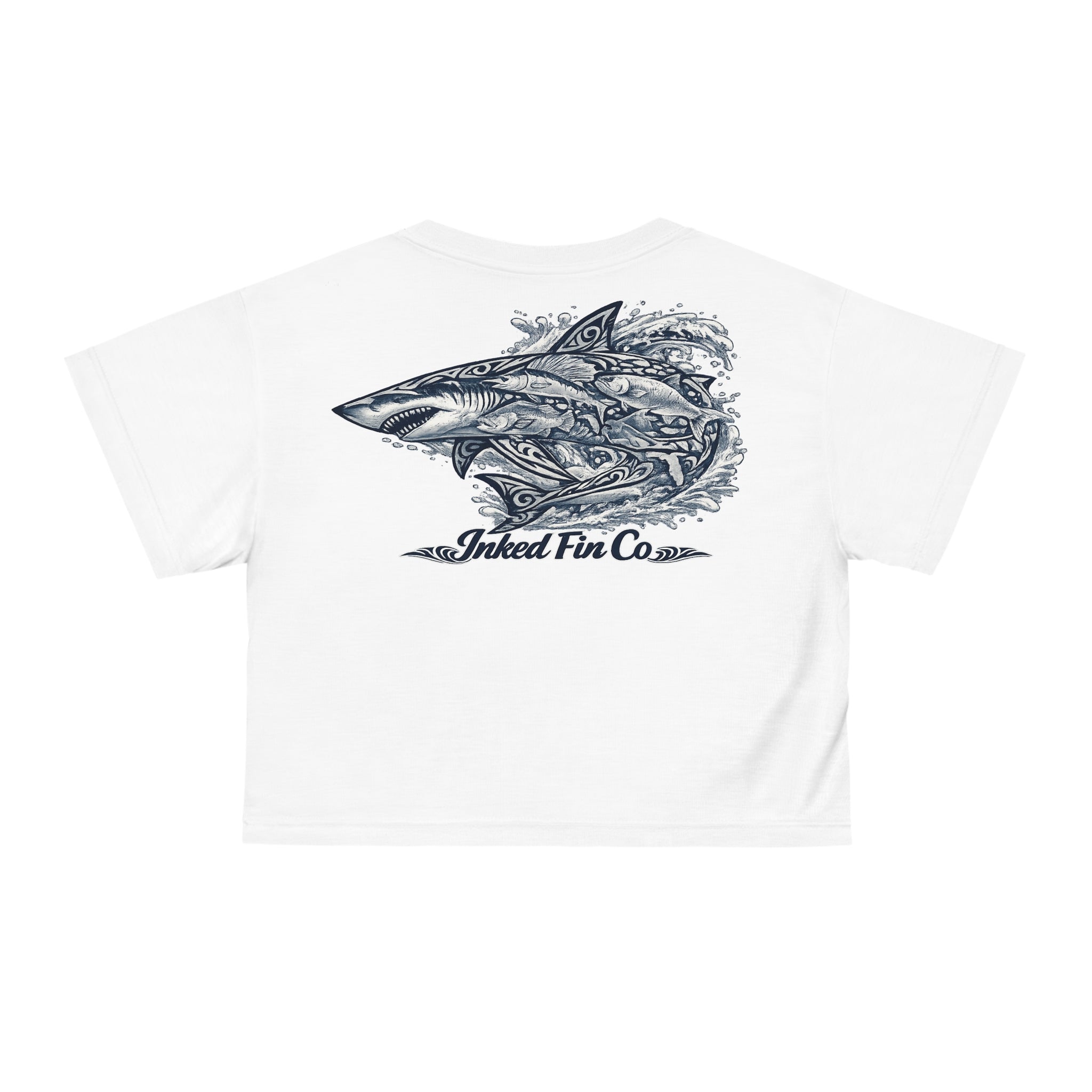 Coastal Tribal - Navy Blue & Gray Crop Top