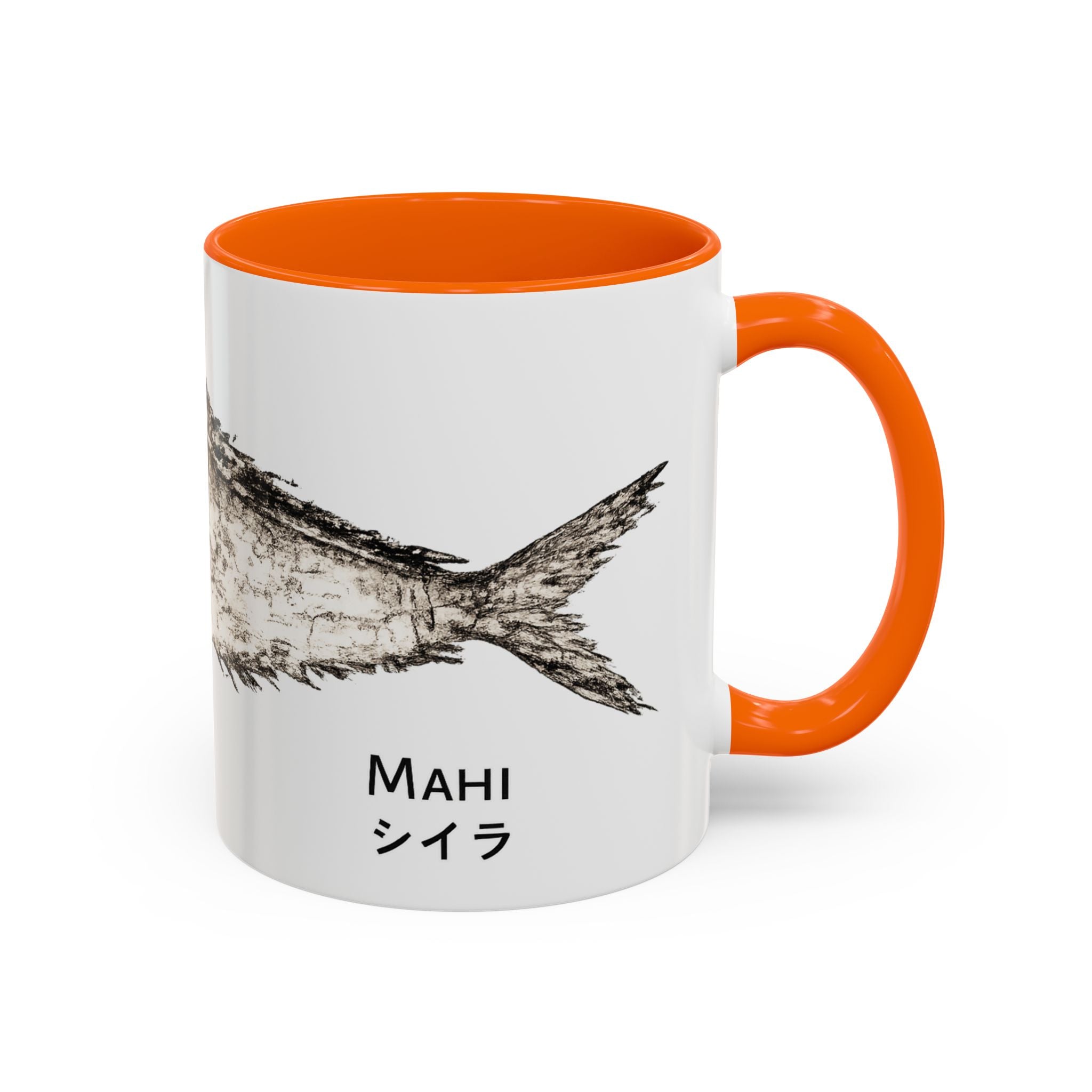 Mahi Gyotaku-Inspired Coffee Mug — Vintage Fishing Art Ceramic Mug