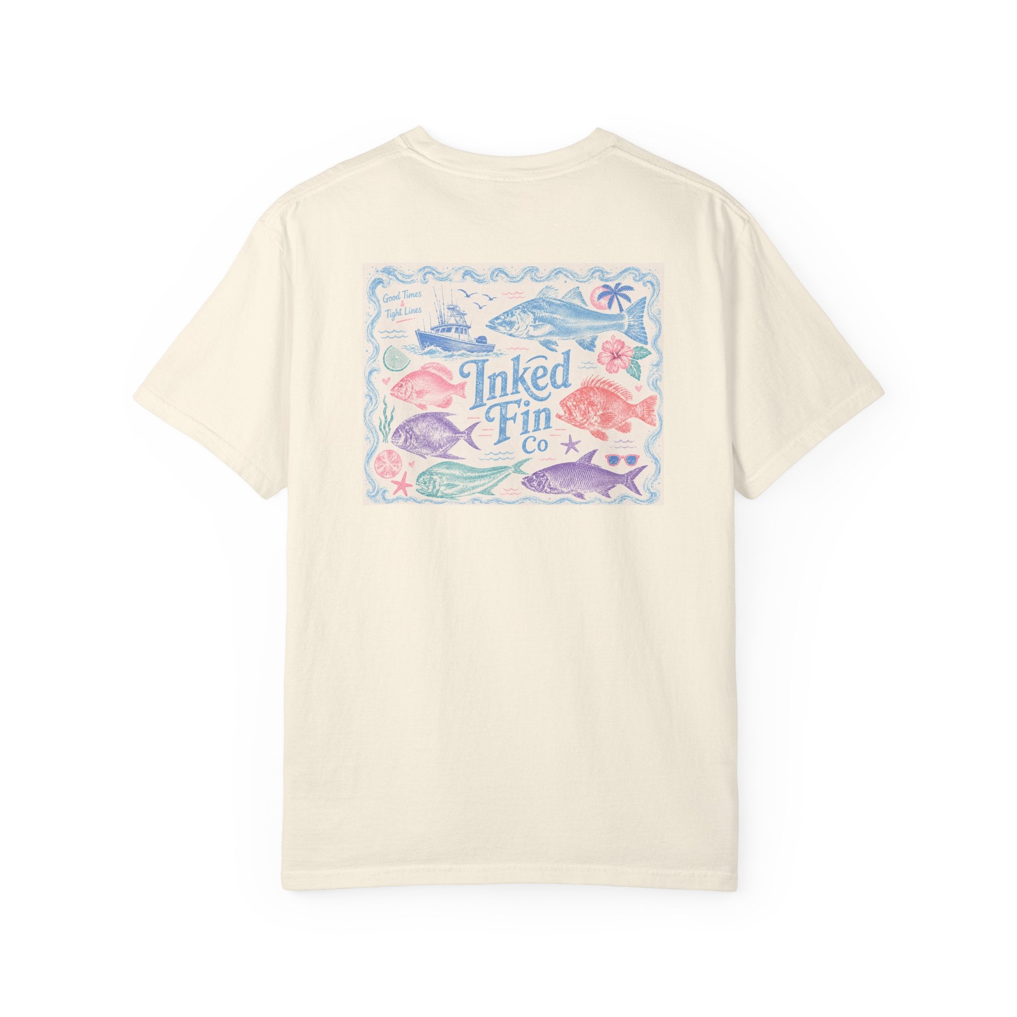Pastel Tides & Tight Lines Graphic "Inked Fin Co." | Beach Vacation Tee